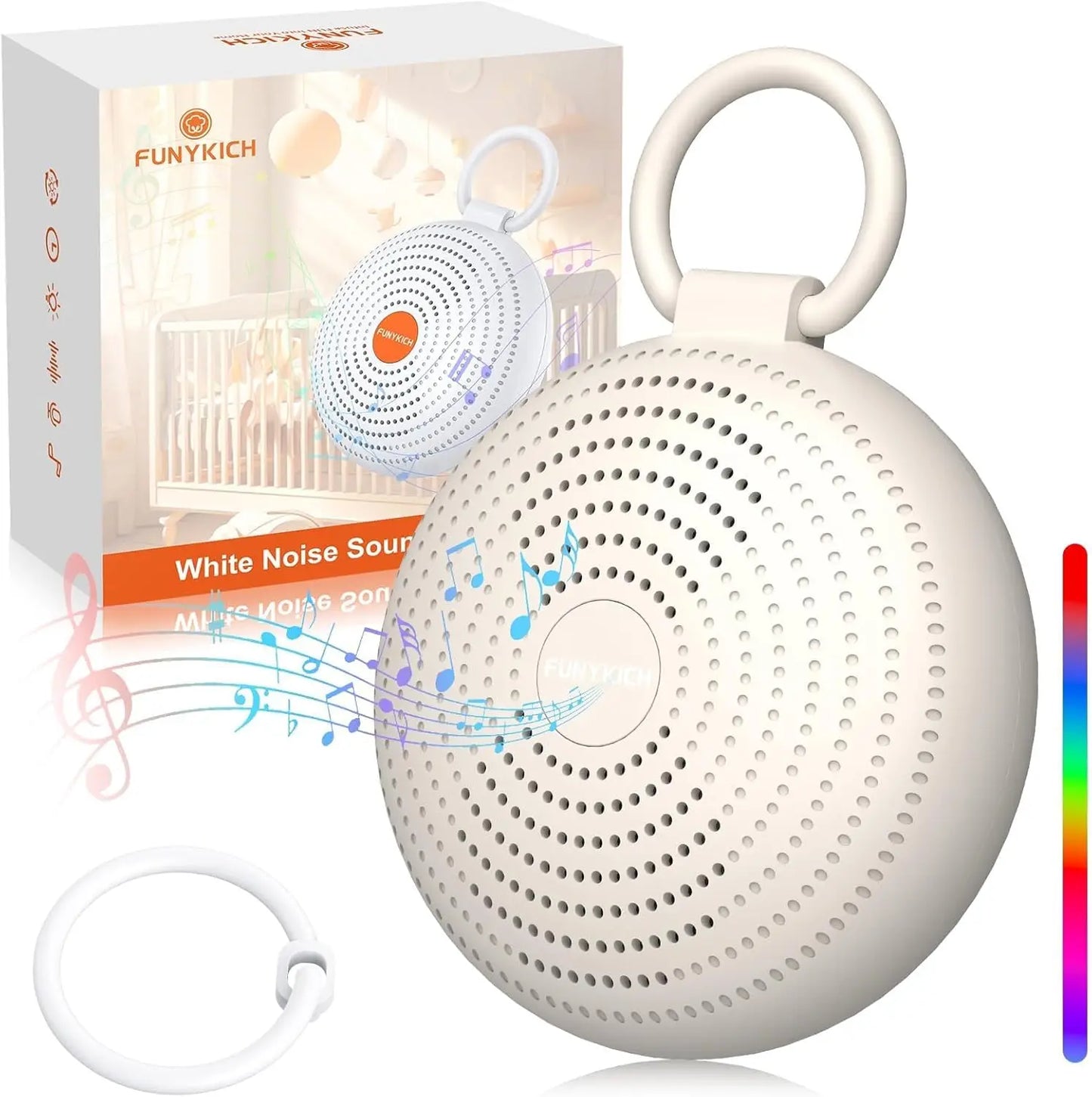 Travel White Noise Sound Machine 24 Sounds Night Light