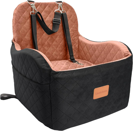 Dog Car Booster Seat With Washable Cushion And Storage Pockets