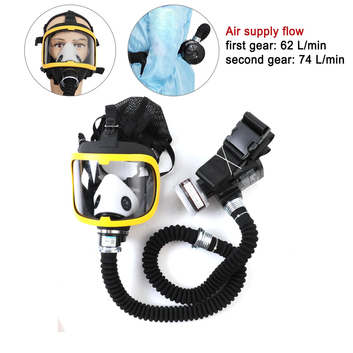 Hign-concerned Supplied Air Full Face Gas Mask Respirator - Safety First Gear 25