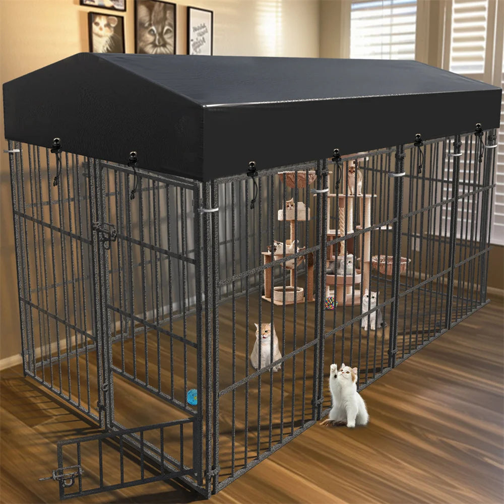 Heavy Duty Dog Kennel with Roof Cover for Secure Playtime - Safety First Gear 25