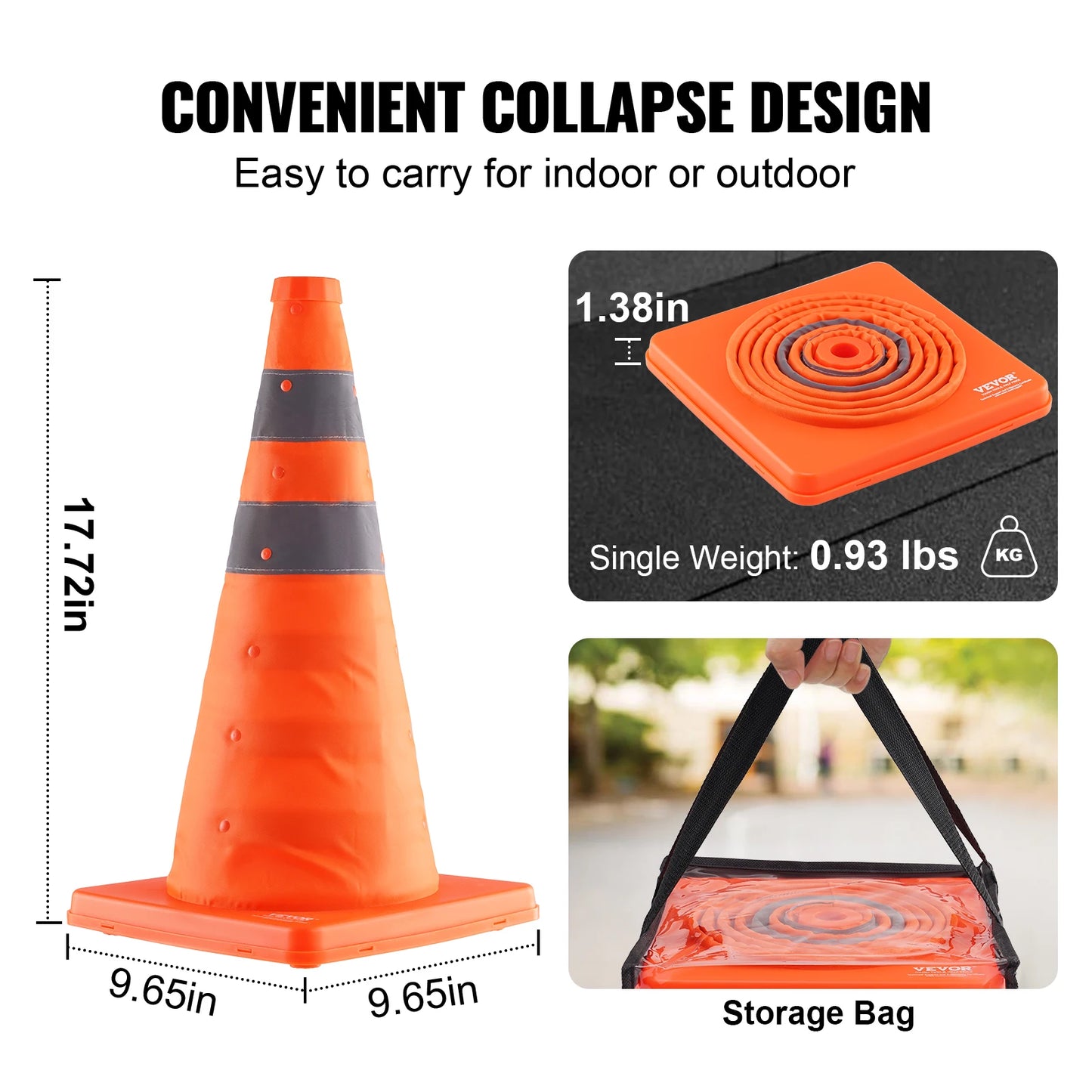 SucceBuy Safety Cones 2/4Pack 18/28inch Collapsible Traffic Construction Cones for Traffic Control Driving Training Parking Lots
