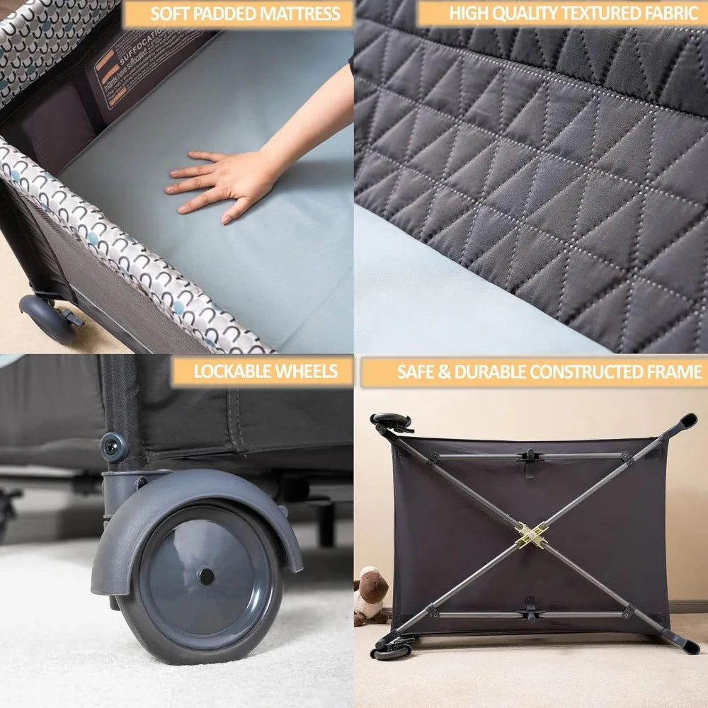 5 in 1 Pack and Play Folding Crib With Bassinets Napper - Safety First Gear 25