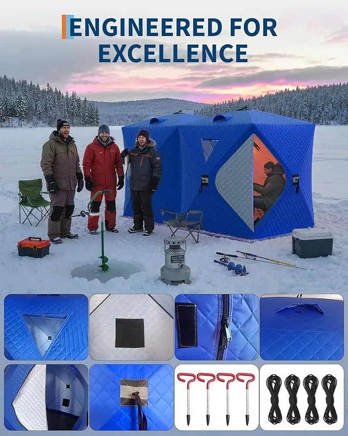 Insulated Pop-Up Ice Fishing Tent for Winter Fishing - Safety First Gear 25