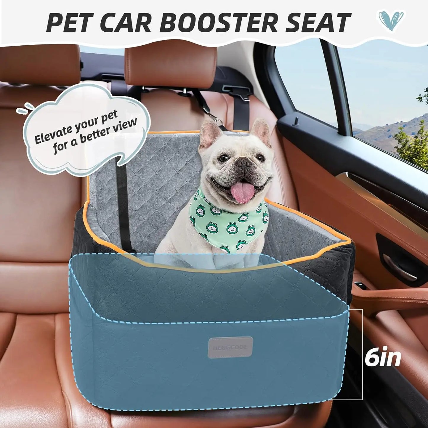 Memory Foam Dog Car Seat For Travel Comfort Washable Cover