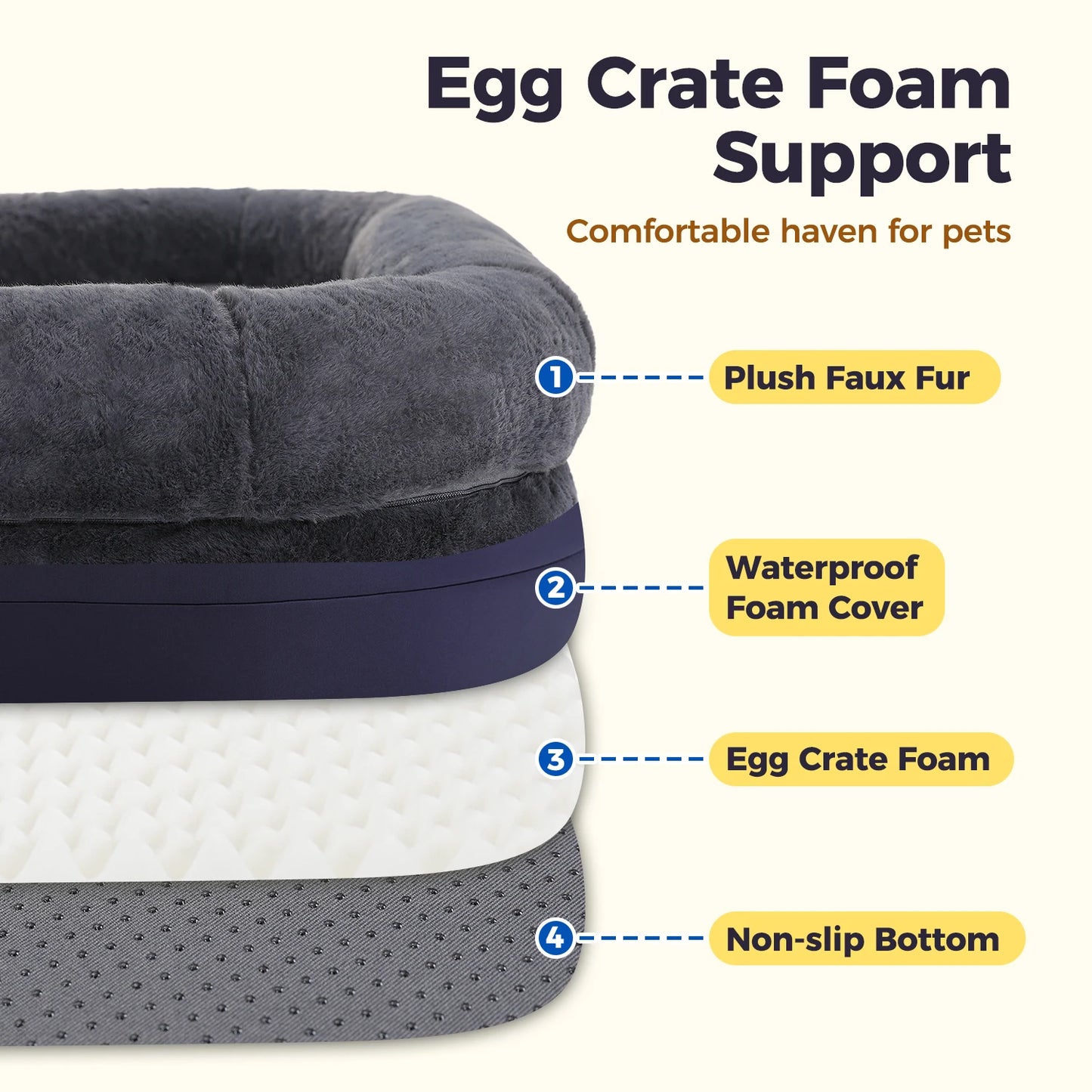 PAWZ Road Foldable Dog Bed For Large Dogs, Plush Washable Pet Sofa With Non Slip Bottom - Safety First Gear 25