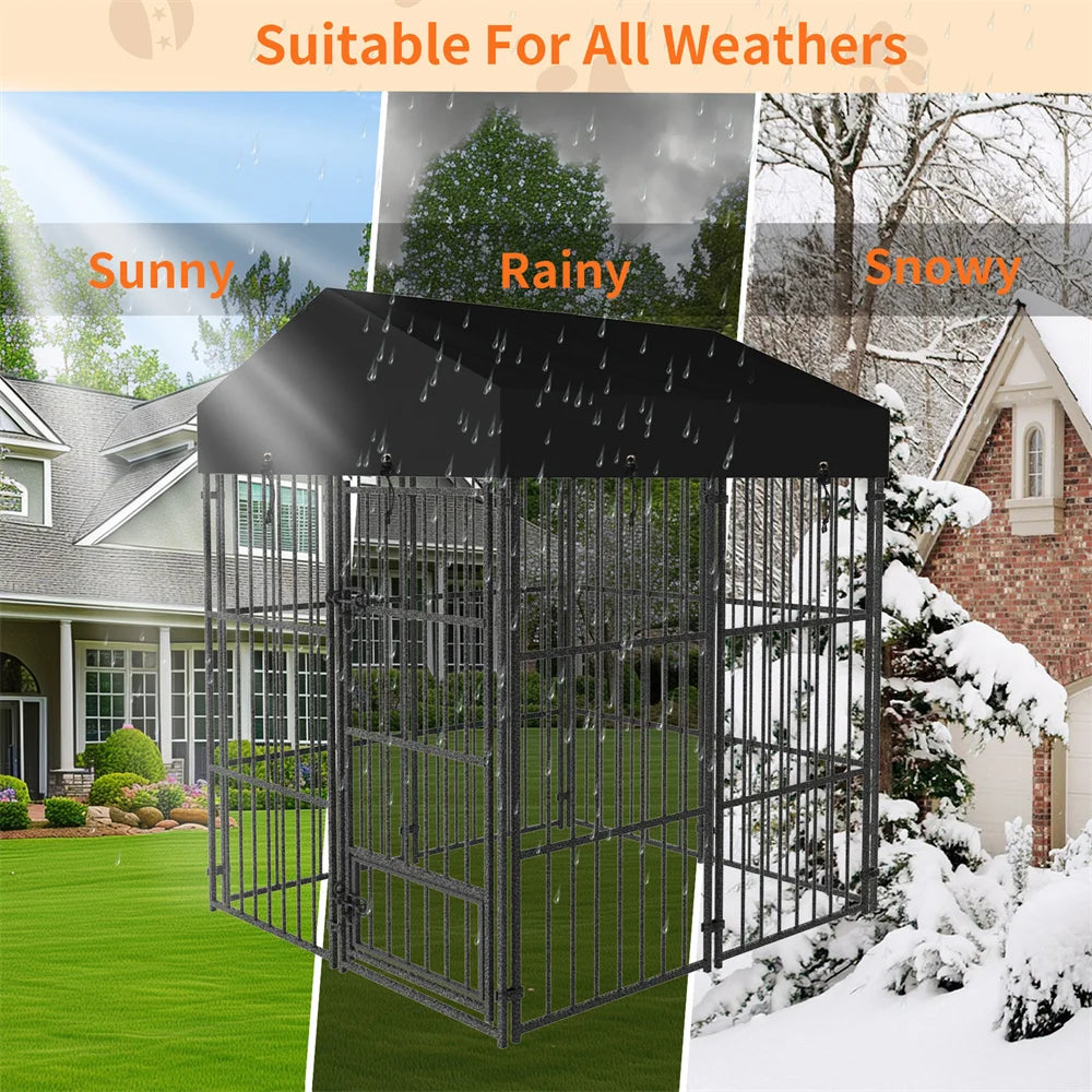 Heavy Duty Dog Kennel with Roof Cover for Secure Playtime - Safety First Gear 25