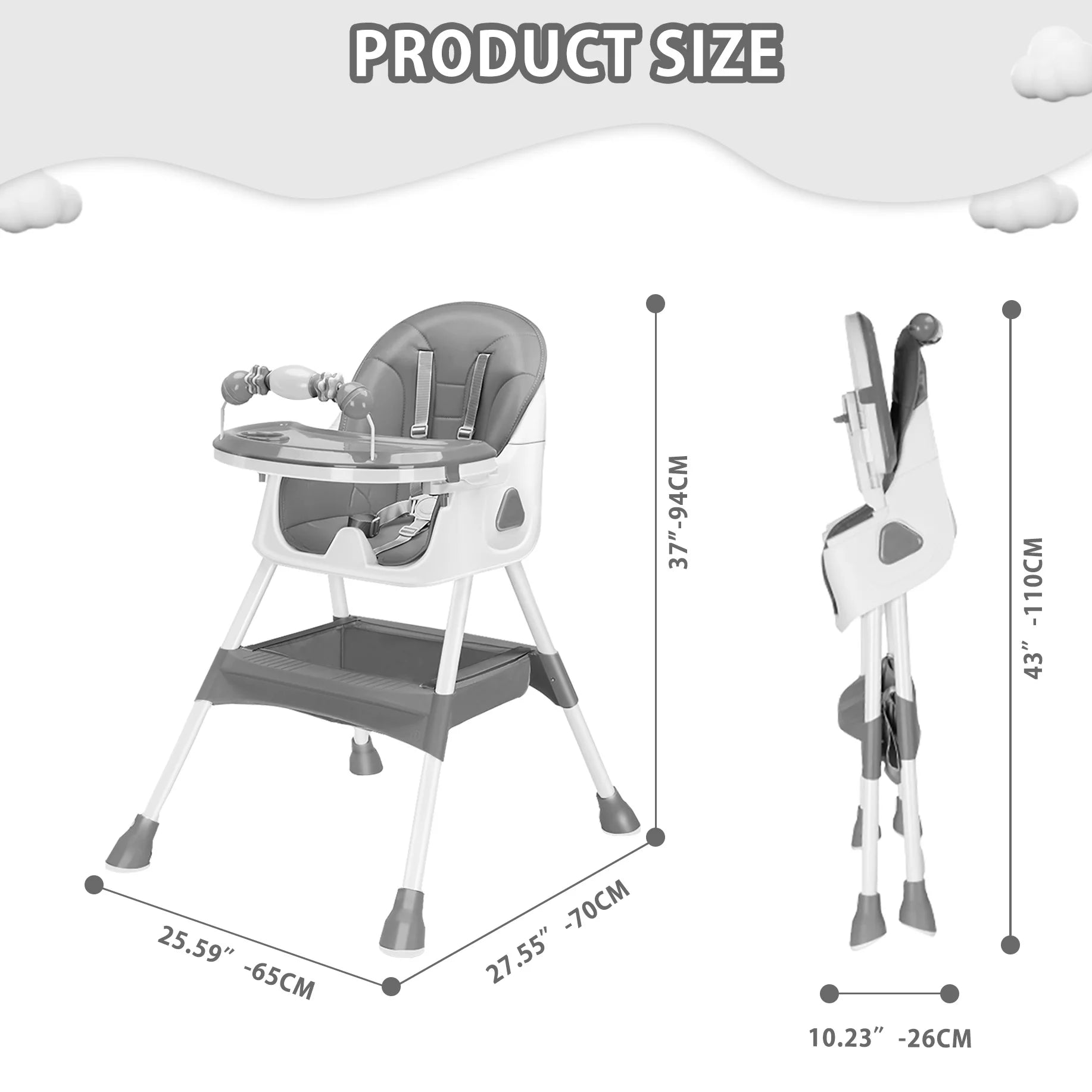 UBRAVOO Foldable Baby High Chair With Antislip Pad Toy Rack - Safety First Gear 25