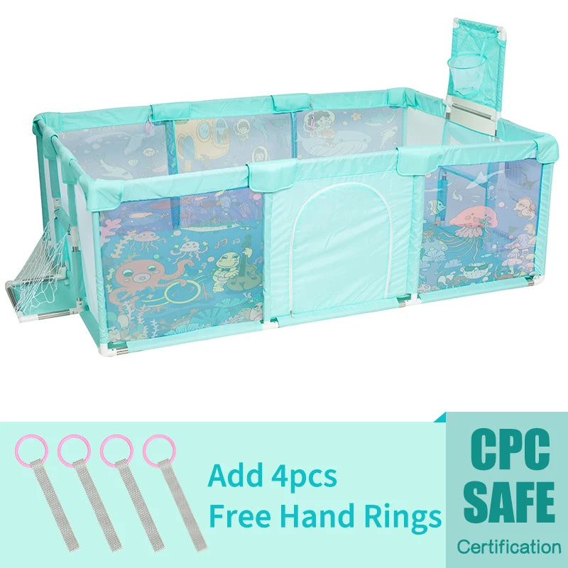 IMBABY Playpen With Basketball Fence For Children Safety