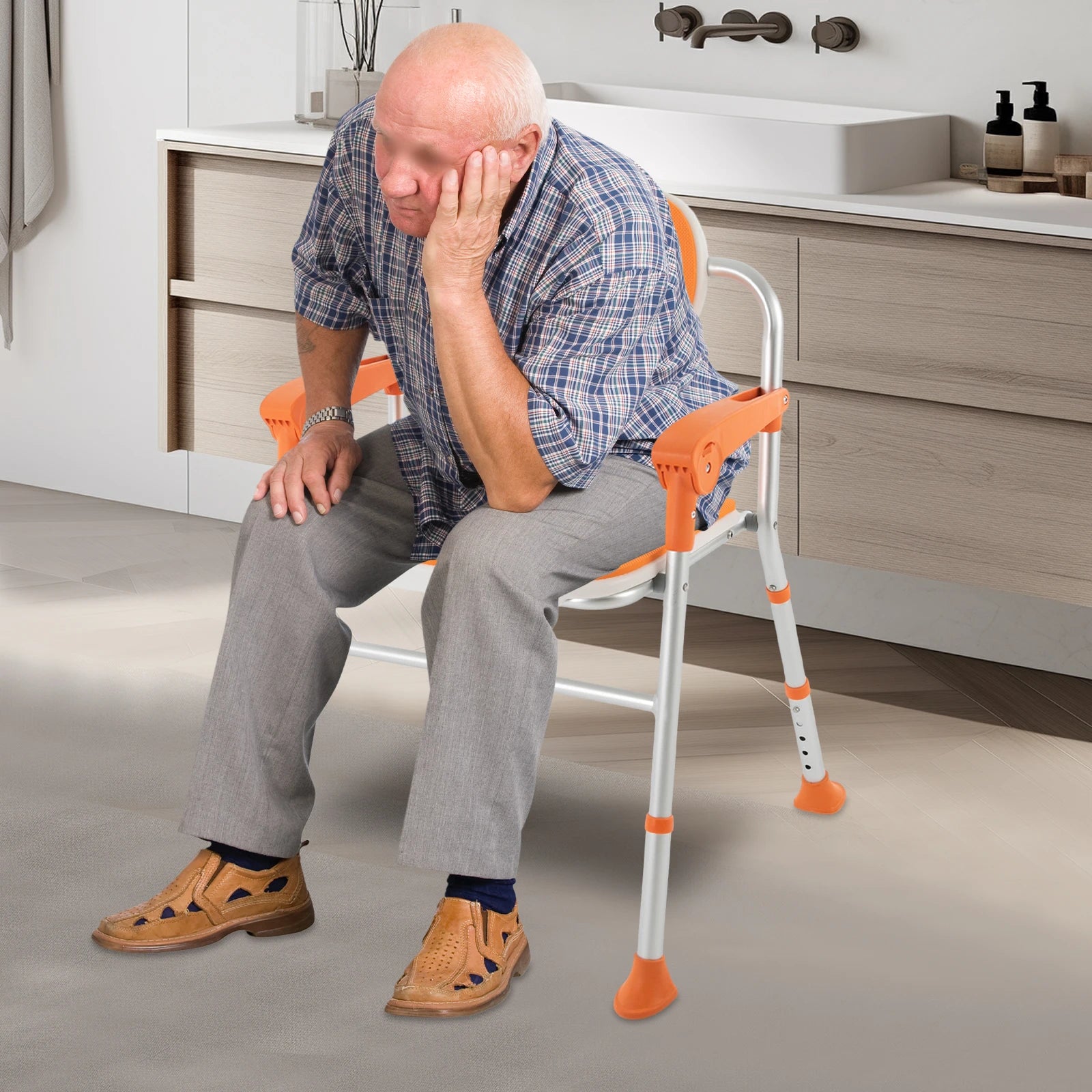 Foldable Shower Seat with Armrests and Backrest for Safety - Safety First Gear 25
