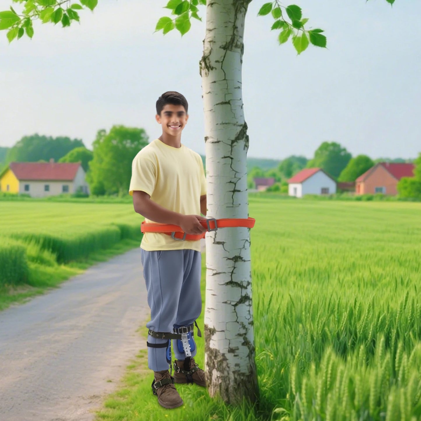 Tree Climbing Spikes Gear Set With Safety Harness Rope Gloves - Safety First Gear 25