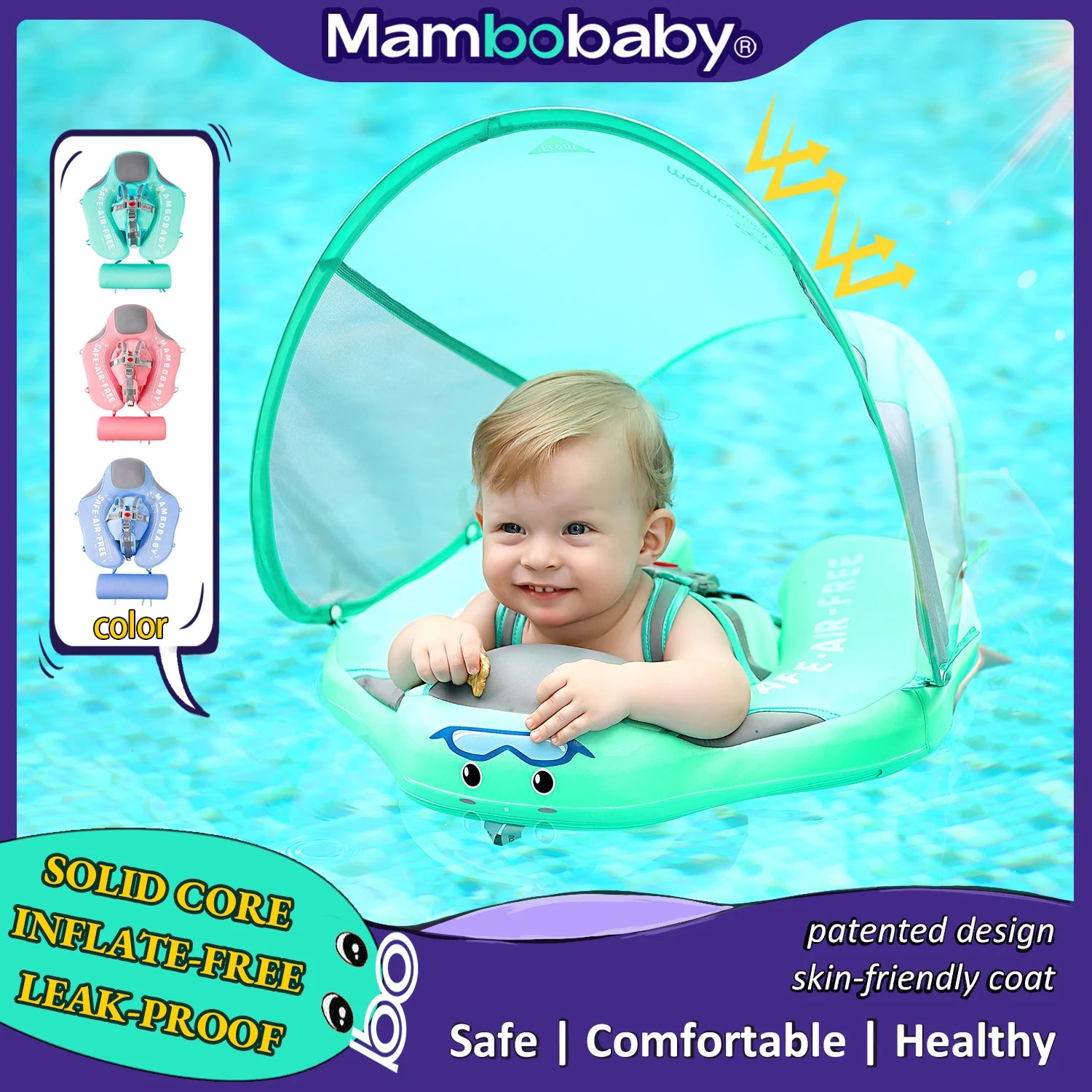 Mambobaby Safe Baby Float with Sunshade Canopy and Strap - Safety First Gear 25