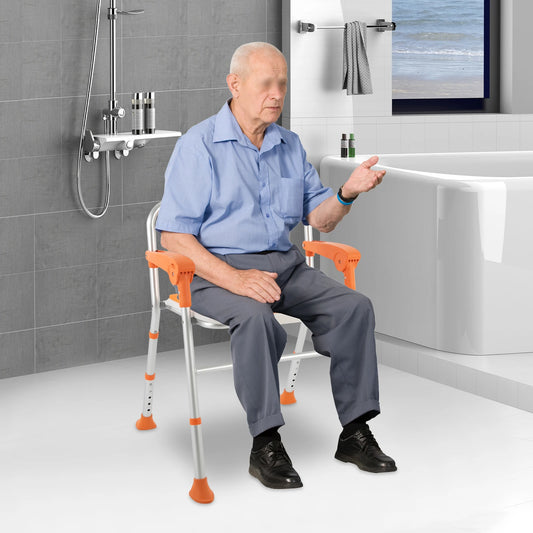 Foldable Shower Seat with Armrests and Backrest for Safety - Safety First Gear 25