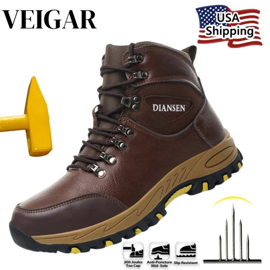 Veigar Waterproof Leather Work Boots Durable Safety Shoes - Safety First Gear 25