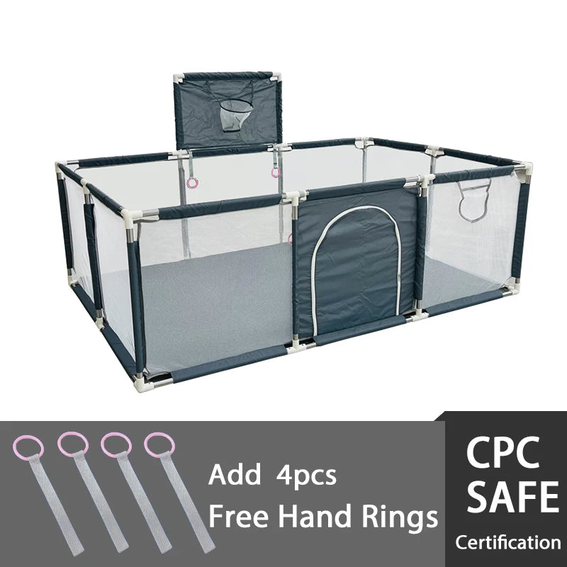 IMBABY Playpen With Basketball Fence For Children Safety