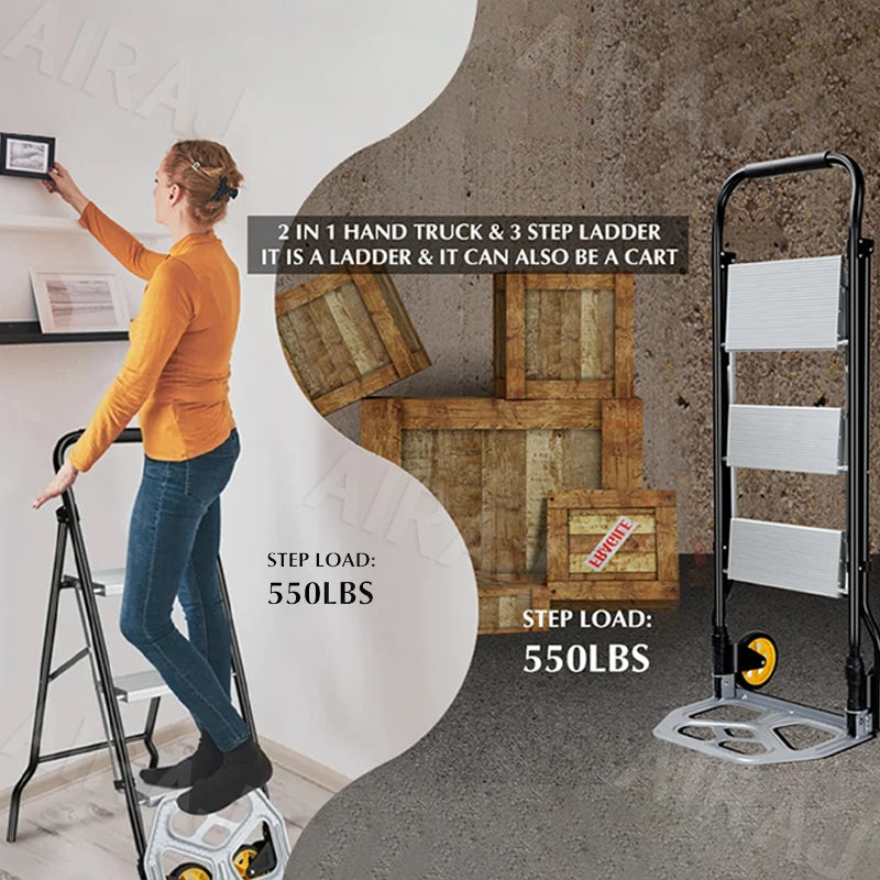 Folding Hand Truck and Step Ladder for Household Use - Safety First Gear 25