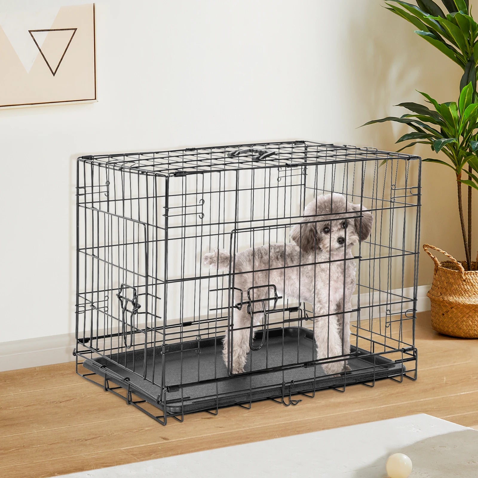 Double Door Folding Metal Wire Dog Cage for Safe Travel - Safety First Gear 25