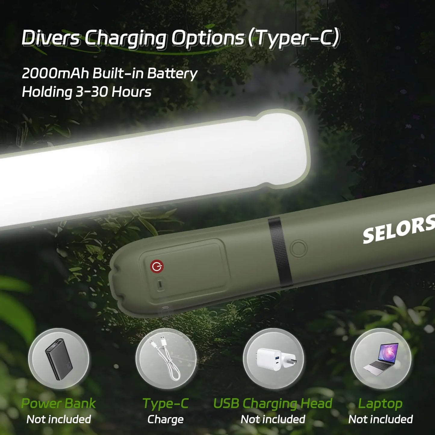 SELORSS Rechargeable Portable Camping Light Waterproof Tent Lamp