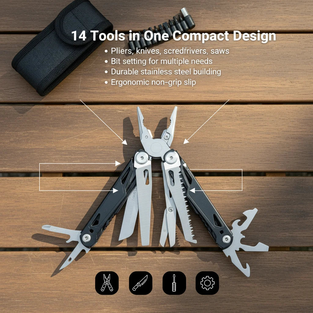 Multitool Pliers Stainless Steel Survival Tool With Screwdriver Saw Scissors - Safety First Gear 25