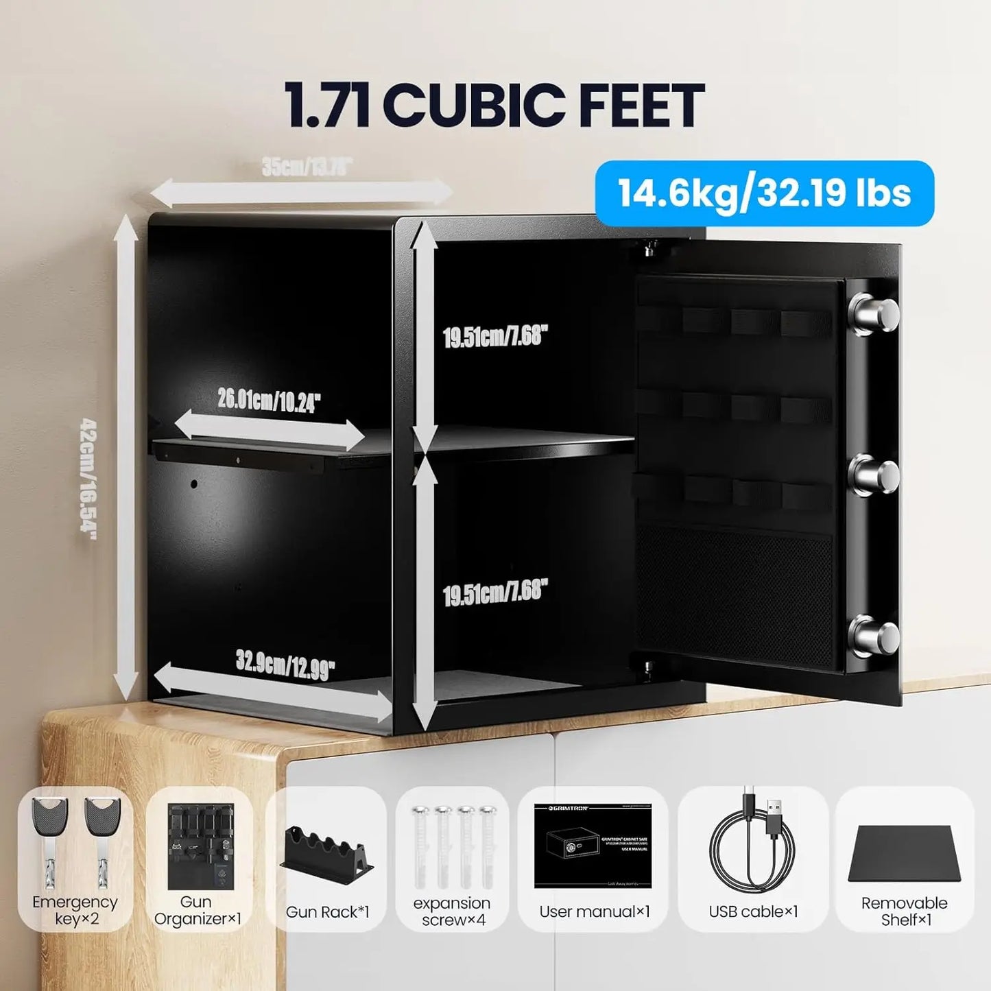 Gun Safe for Handguns with Silent Mode and Organizer Features - Safety First Gear 25