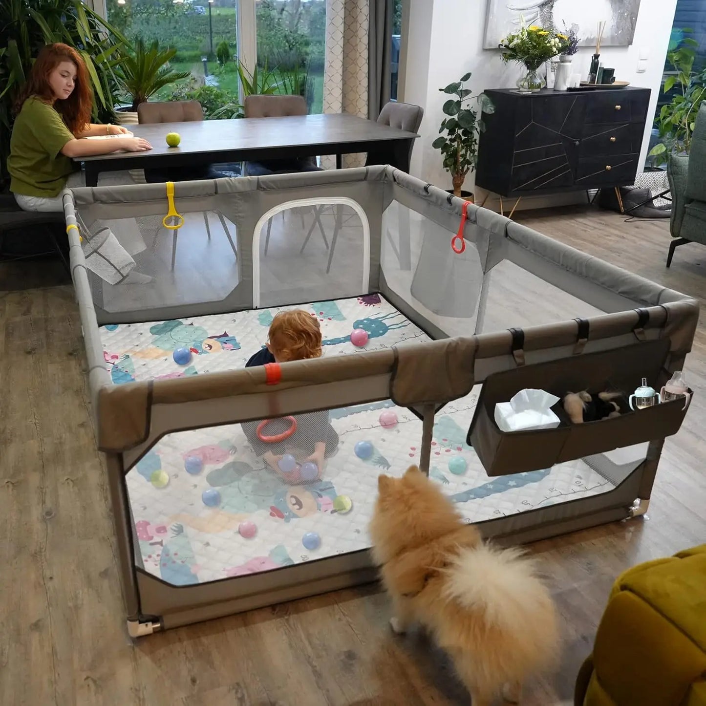 Extra Large Baby Playpen with Mat and Storage Bag - Safety First Gear 25