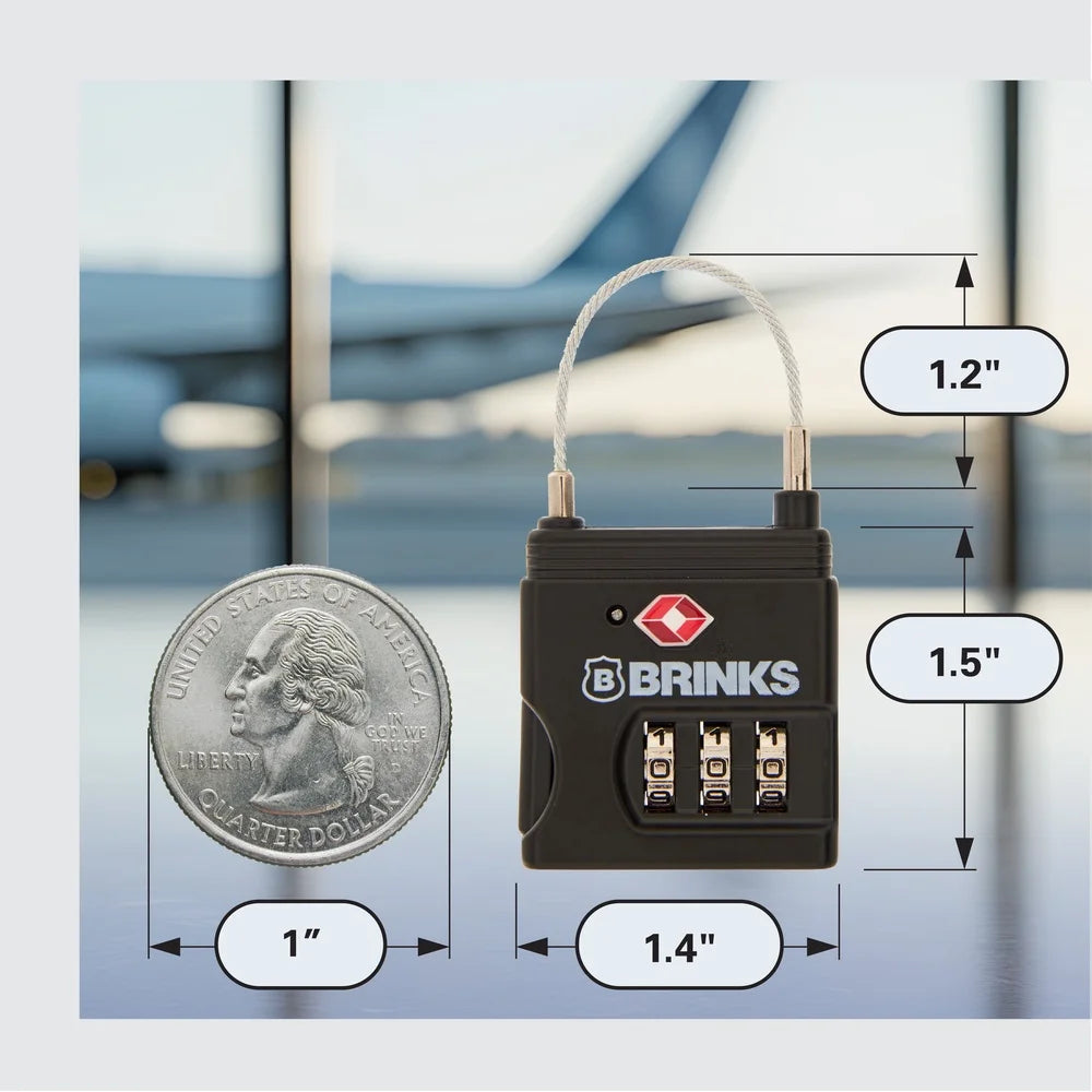 XMSJ TSAApproved LuggagePadlock With SecurityGradeBraidedSteelCable Travel Durable Lightweight - Safety First Gear 25