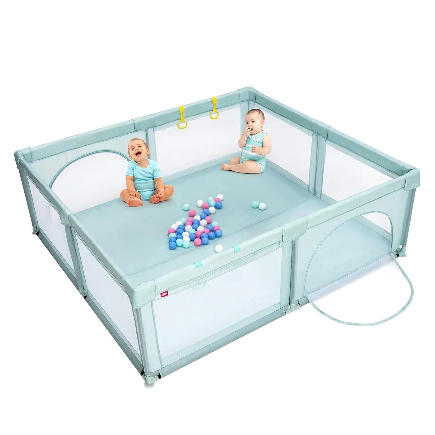 Extra Large Toddler Playpen with Ocean Balls and Suction Cups - Safety First Gear 25