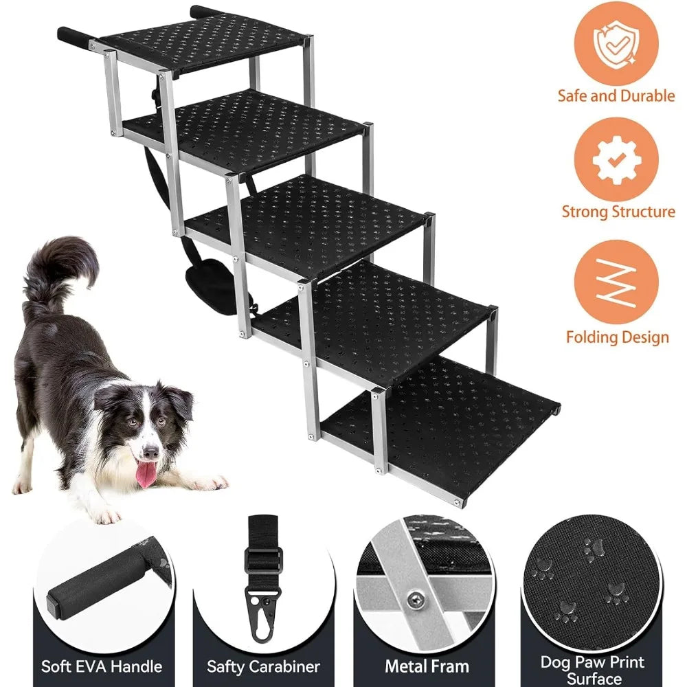 Lightweight Metal Dog Ramp Cars SUVs Up To 200 Lbs - Safety First Gear 25
