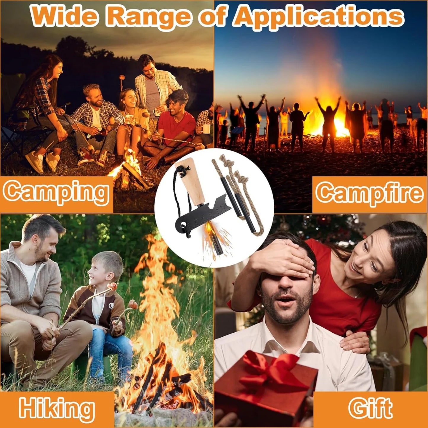 Hign-concerned Official Fire Starter Survival Kit With MagnesiumRod And BraidedHempRope - Safety First Gear 25