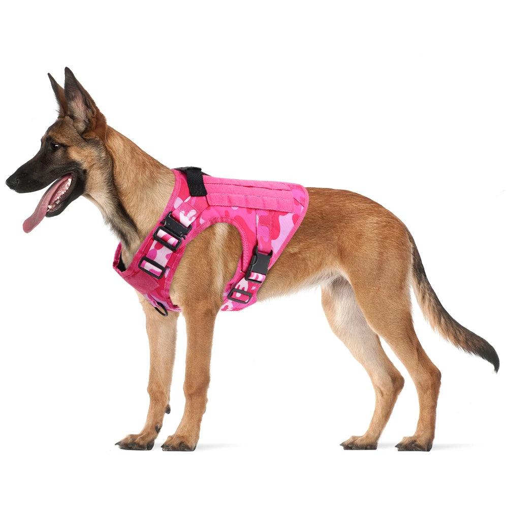 Military Pink Camouflage Dog Harness for Tactical Training - Safety First Gear 25
