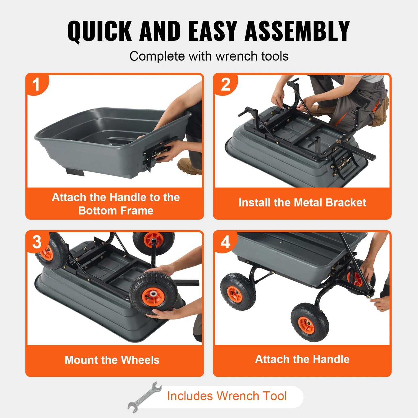 VEVOR SucceBuy Poly Garden Dump Cart Easy Assembly