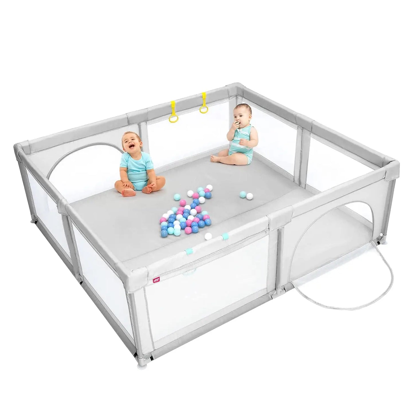 Extra Large Toddler Playpen with Ocean Balls and Suction Cups - Safety First Gear 25