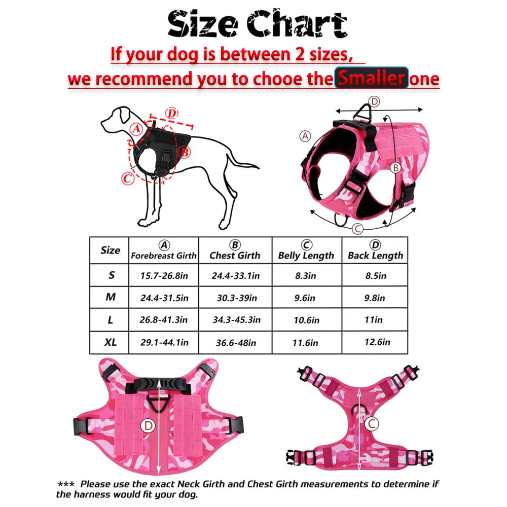 Military Pink Camouflage Dog Harness for Tactical Training - Safety First Gear 25