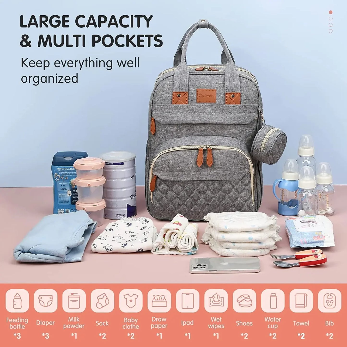 3 In 1 Diaper Bag Backpack Foldable Baby Bed USB Charge - Safety First Gear 25