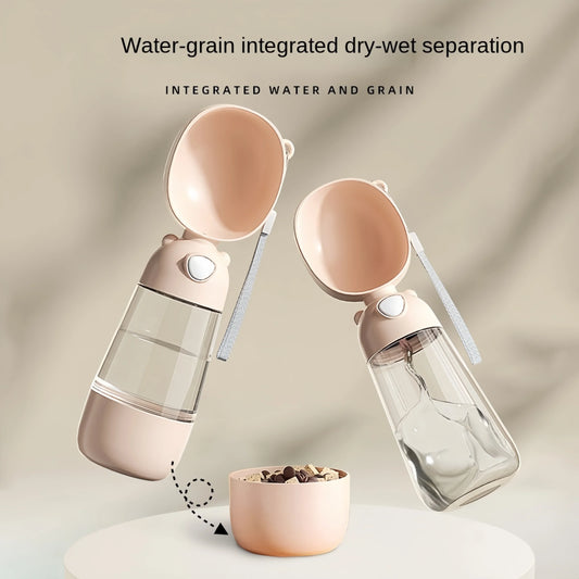 Portable Dog and Cat Travel Water Bowl with Food Dispenser