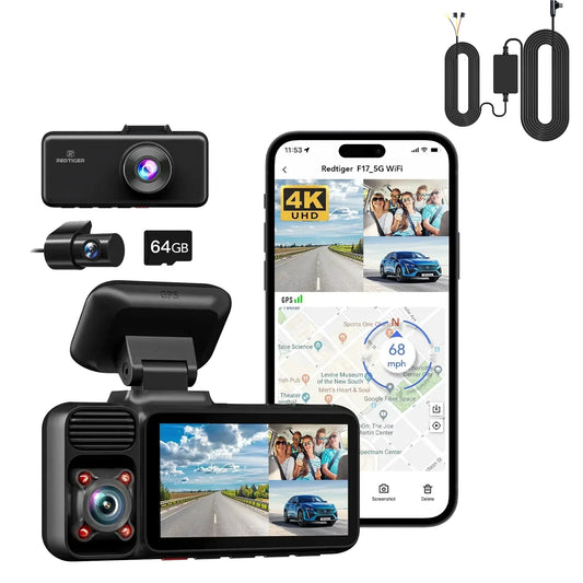 RedTiger 4K Triple Channel Dash Camera with Built-In GPS - Safety First Gear 25