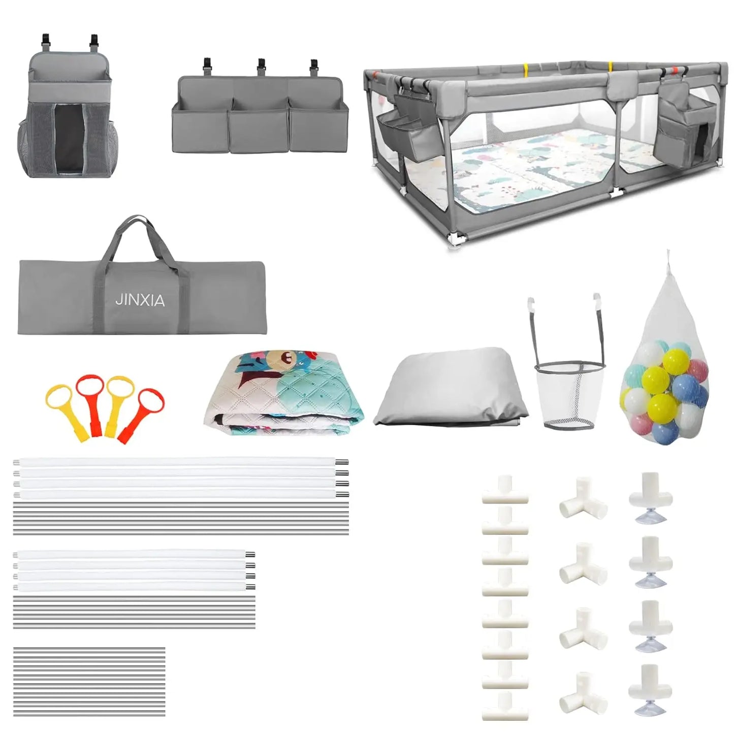Extra Large Baby Playpen with Mat and Storage Bag - Safety First Gear 25