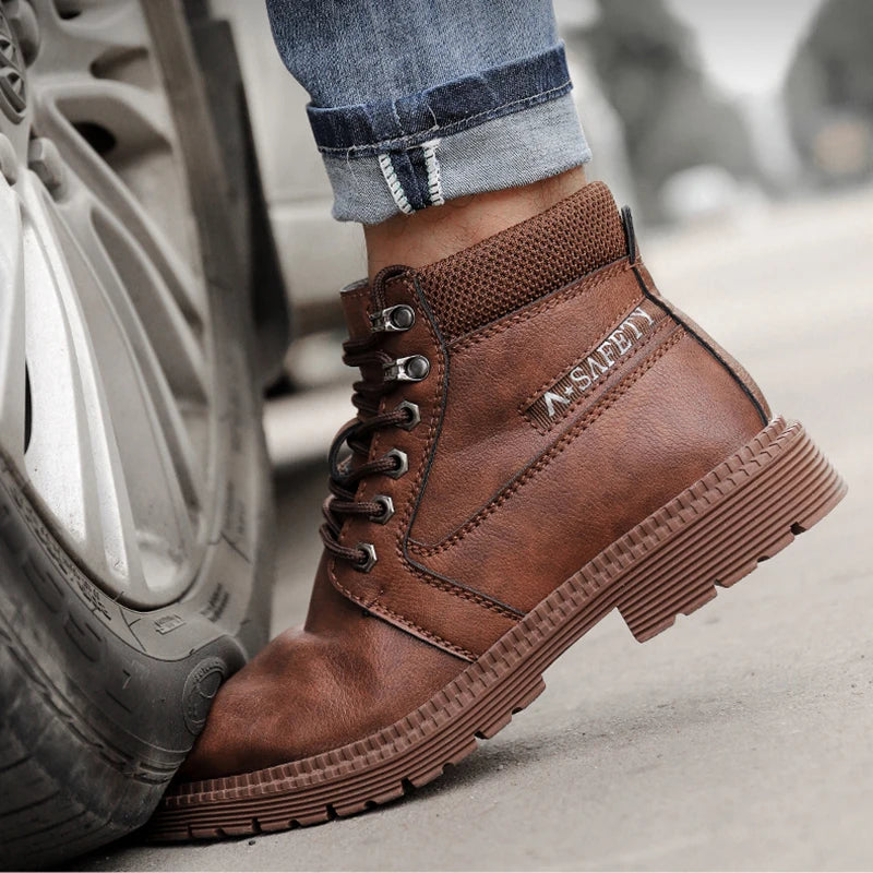 Mens Waterproof Steel Toe Work Boots High Top Safety Shoes - Safety First Gear 25