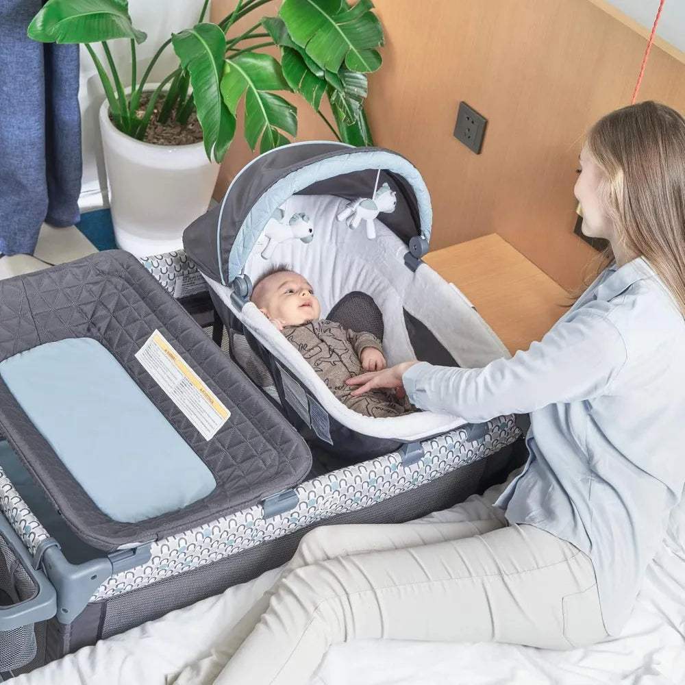 5 in 1 Pack and Play Folding Crib With Bassinets Napper - Safety First Gear 25
