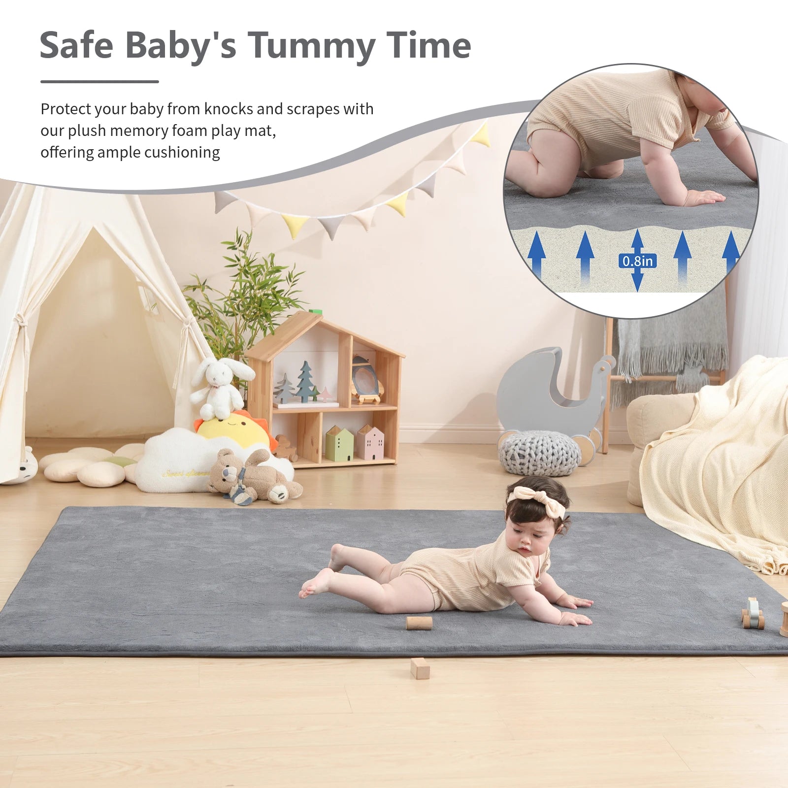 Huloo Sleep Memory Foam Baby Play Mat Playpen Non Slip - Safety First Gear 25