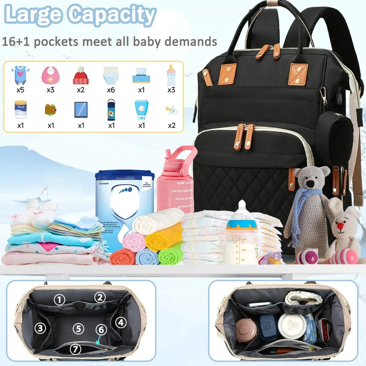 Backpack Diaper Bag For Dad Mom Large Capacity Nursing - Safety First Gear 25