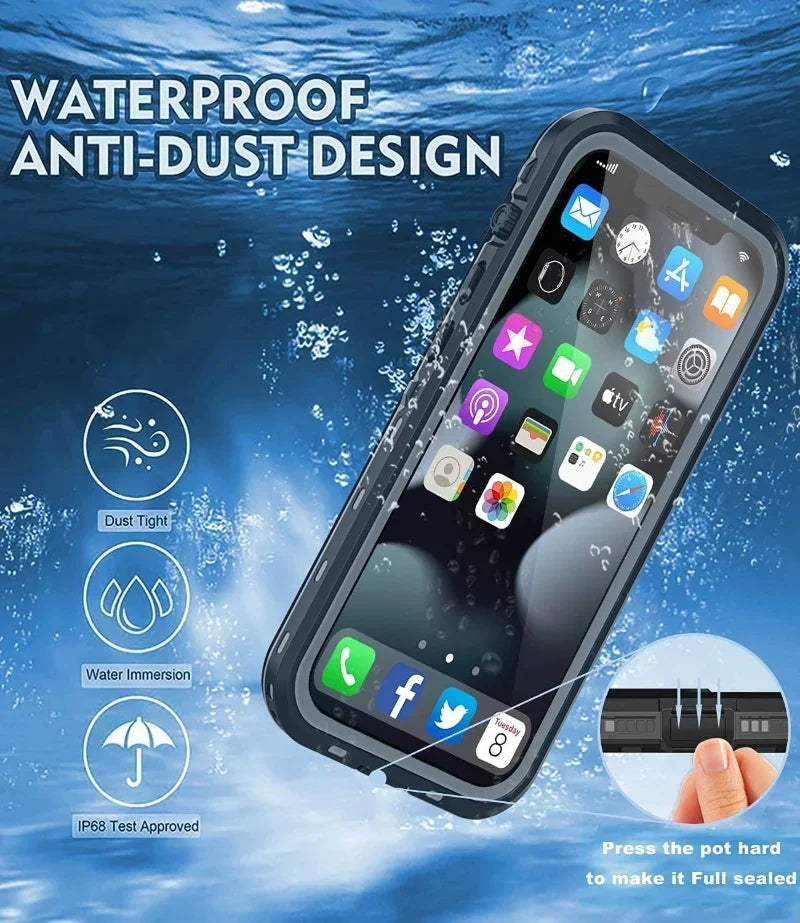 Waterproof Phone Case for iPhone 16 15 14 13 12 11 Pro - Safety First Gear 25