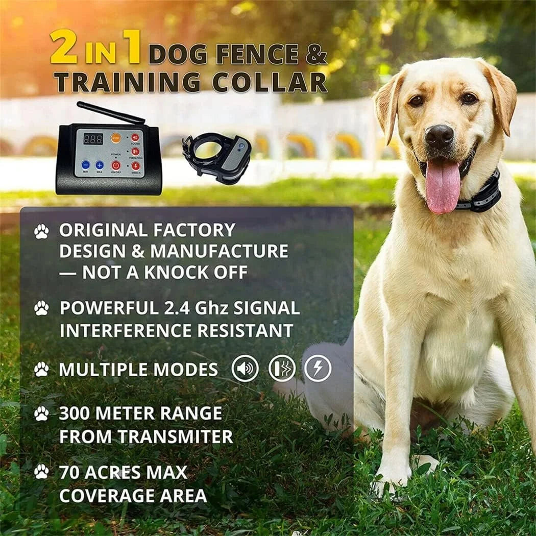 Wireless Dog Fence System With Training Collars Waterproof And Rechargeable