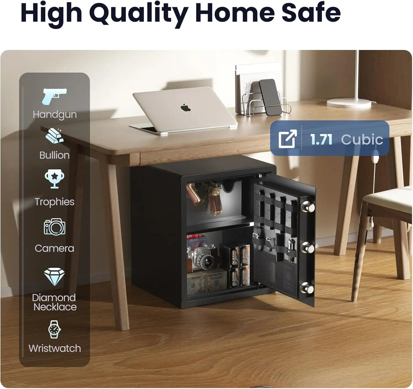 Gun Safe for Handguns with Silent Mode and Organizer Features - Safety First Gear 25
