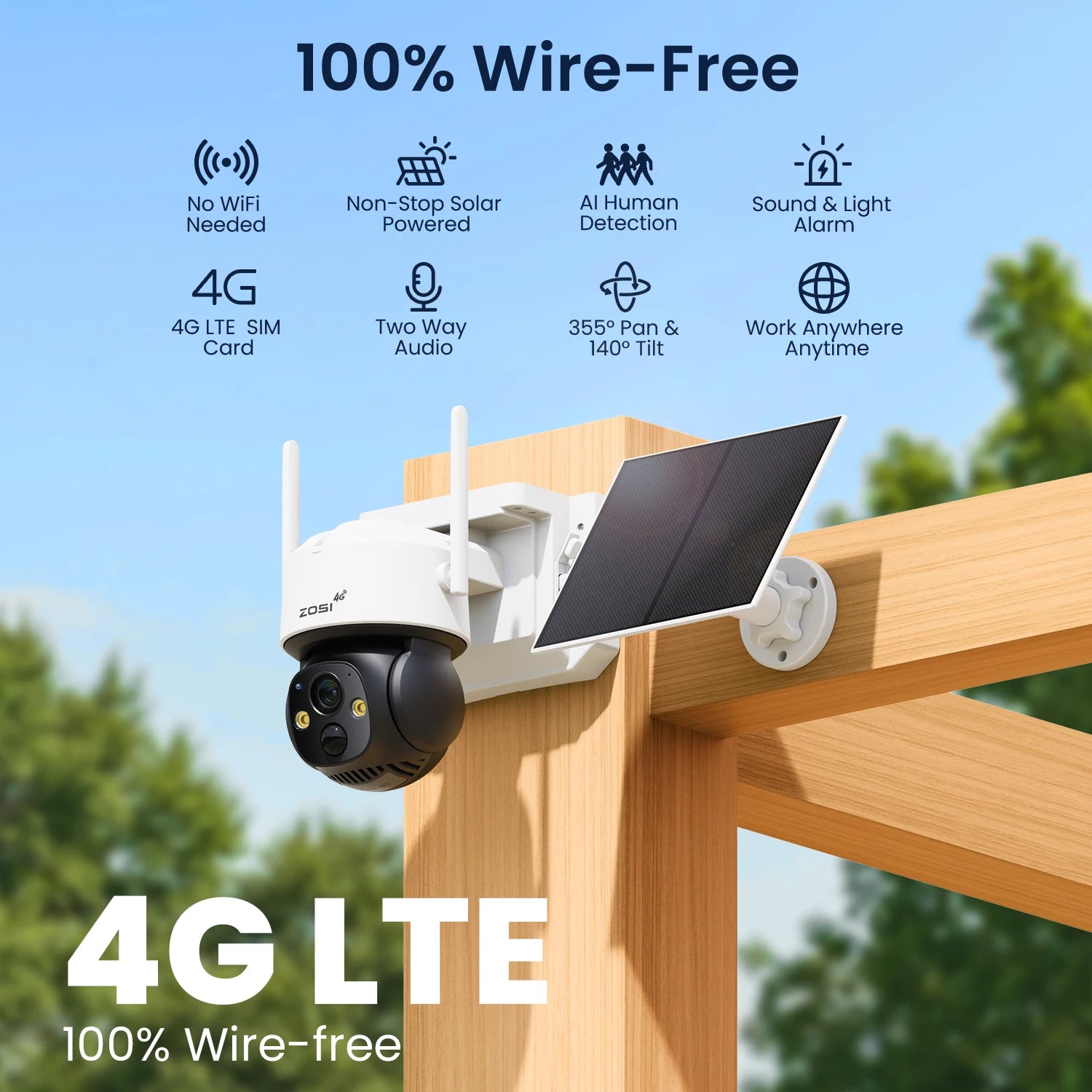 ZOSI 4MP 4G WiFi Outdoor Battery Camera With Solar Charging - Safety First Gear 25