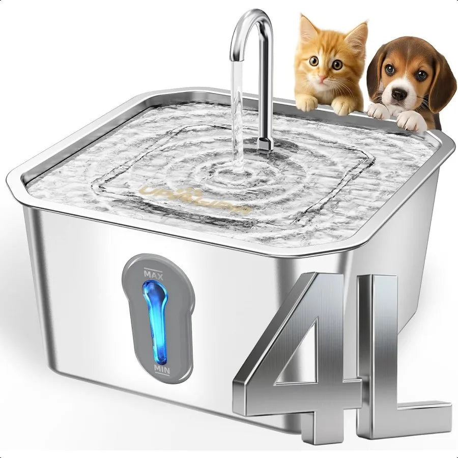 Hign-Concerned Stainless Steel Cat Water Fountain For Cats