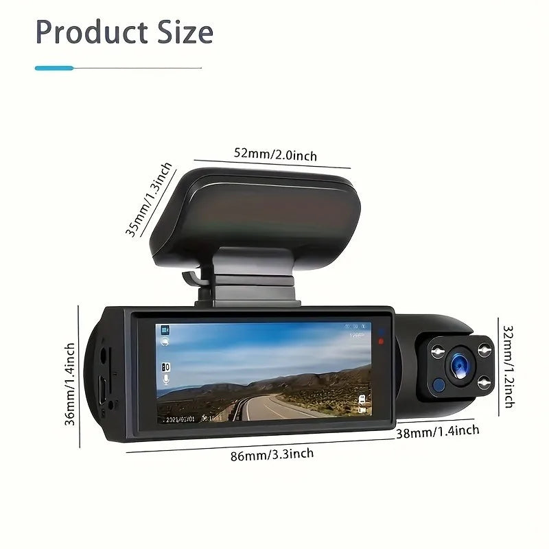 1080P Dual Camera Dash Cam with Night Vision and Loop Recording - Safety First Gear 25