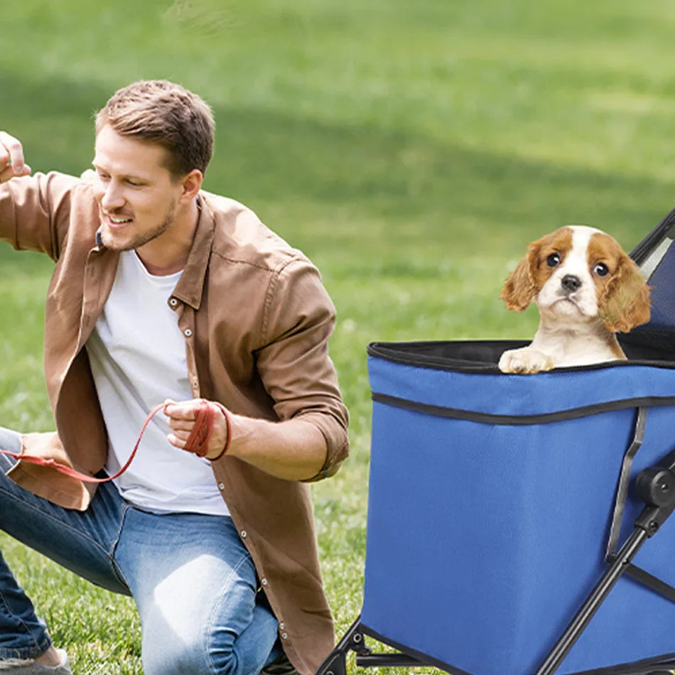 Pet Stroller for Dogs and Cats Travel Carrier with Wheels - Safety First Gear 25