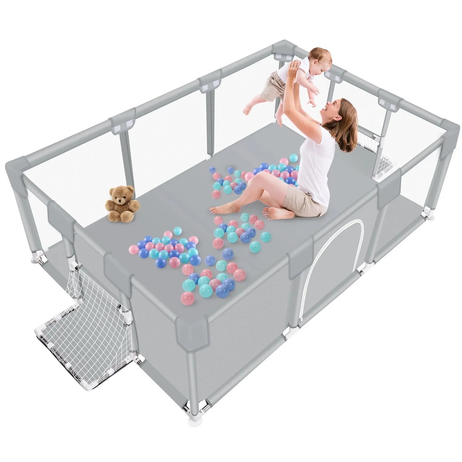 ANGDUO Baby Playpen With Soft Breathable Mesh Safety Fence - Safety First Gear 25