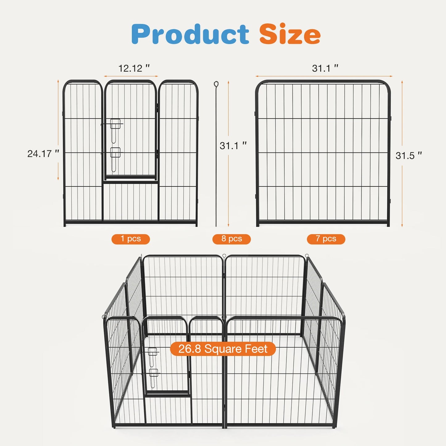 Heavy Duty Metal Dog Playpen for Indoor and Outdoor Use - Safety First Gear 25