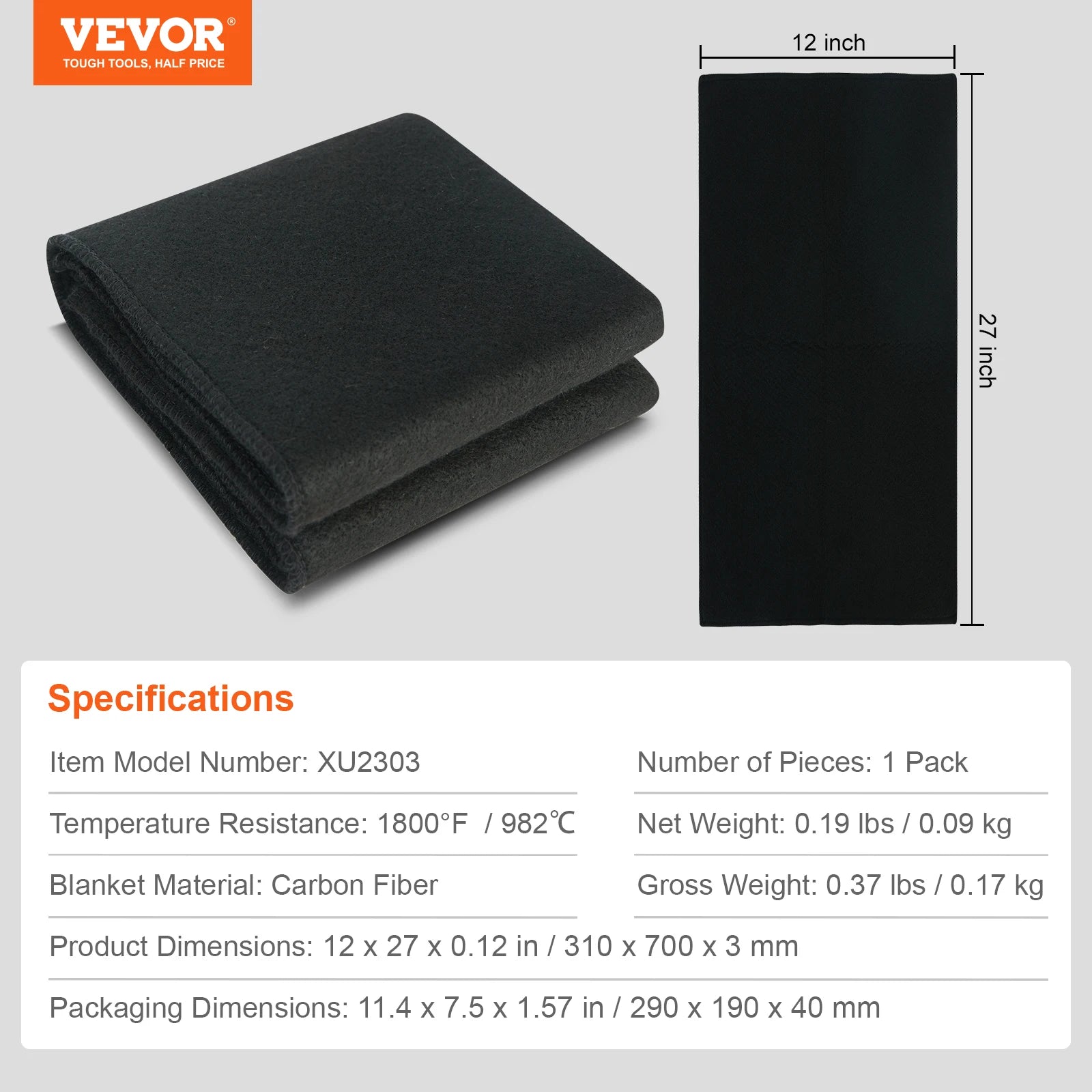 SucceBuy Carbon Felt Welding Blanket Heat Resistant Insulation Mat - Safety First Gear 25